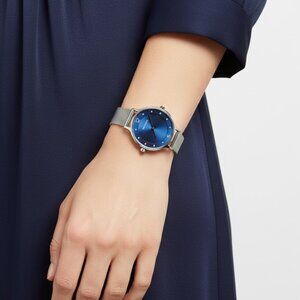 NWT Authentic Skagen Anita Blue Dial Stainless Steel Mesh Women's Watch